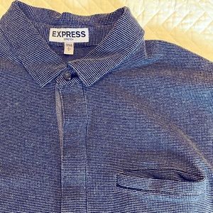 Men’s Express Polo Henley Short Sleeve, Grayish-Plaid